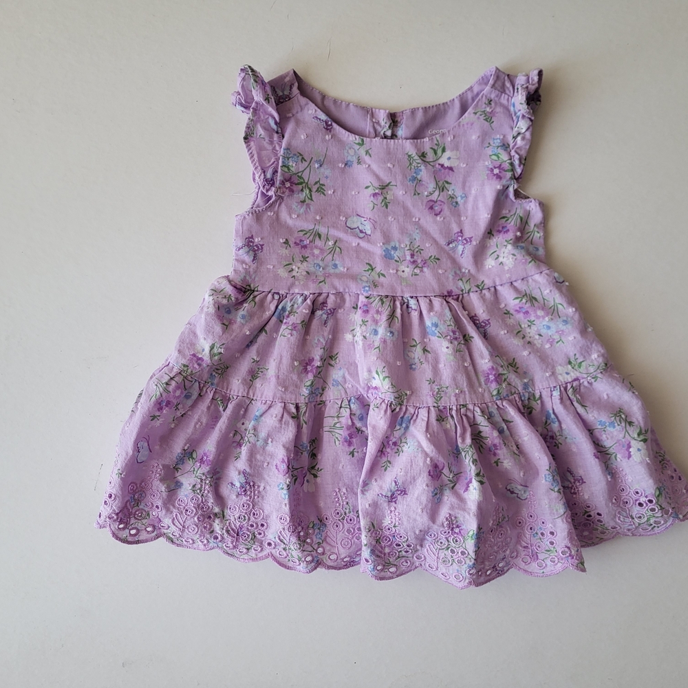 Pastel Lavender Floral Easter Spring Baby Ruffle Dress